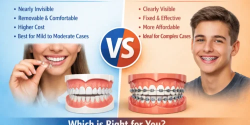 Invisible braces and metal braces comparison at Dr. Sanjay Kalra Dental Clinic Panchkula