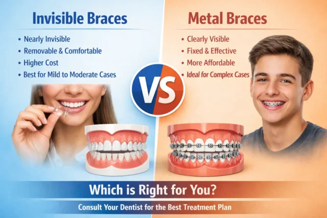 Invisible braces and metal braces comparison at Dr. Sanjay Kalra Dental Clinic Panchkula